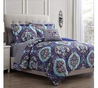 Modern Threads Cathedral 8-Piece Printed Reversible Bed In A Bag, Full, Purple/Grey/Teal