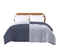 Modern Threads - Down Alternative Microfiber Quilted Reversible Comforter & Duvet Insert - Soft, Comfortable Alternative to Goose Down - Bedding for All Seasons - Denim/Cloud Twin