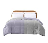 Modern Threads Down Alternative Microfiber Quilted Reversible Comforter & Duvet Insert - Soft, Comfortable Alternative to Goose Down - Bedding for All Seasons Amethyst/Silver Full/Queen