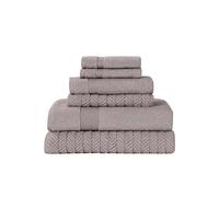 Modern Threads Otis 6-Piece 100% Cotton Towel Set - Zero Twist Jacquard Chevron - Includes 2 Bath Towels, 2 Hand Towels, 2 Washcloths - Absorbent, Quick Dry, Soft & Durable - Taupe