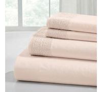 Modern Threads Pacific Coast Textiles 4 PIECE CROCHET LACE MICROFIBER SHEET SET BLUSH CAL, Microfibre, Super-King