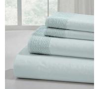 Modern Threads Pacific Coast Textiles 4 Piece Crochet LACE Microfiber Sheet Set SEAMIST Full, Microfibre, Sea Mist