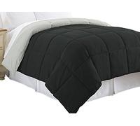 Pacific Coast Textiles Reversible Down Alt Comforter, Polyester, Anthracite/Silver, Queen