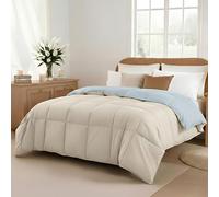 Modern Threads Pacific Coast Textiles Reversible Down Alt Comforter, Polyester, Oatmeal/Dusty Blue, Twin