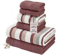 Modern Threads Pax 6-Piece Reversible Yarn Dyed Jacquard Towel Set - Bath Towels, Hand Towels, & Washcloths - Super Absorbent & Quick Dry - 100% Combed Cotton, Rosewood