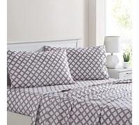 Modern Threads Printed 4-Piece Extra Soft Bedding Sheets & Pillowcase Set, Deep Pocket up to 16 inch Mattress Cara Queen