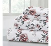 Modern Threads Printed 4-Piece Extra Soft Bedding Sheets & Pillowcase Set, Deep Pocket up to 16 inch Mattress Rose Bloom King
