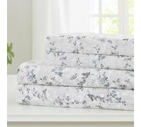 Modern Threads Silky Soft Microfiber and Wrinkle Free Sheets - Luxurious Microfiber Bed Sheets Includes Flat Sheet, Fitted Sheet with Deep Pockets, & Pillowcases Kashmir Rose Blue, Queen