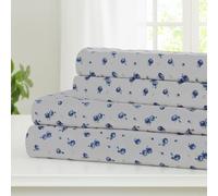 Modern Threads Silky Soft Microfiber and Wrinkle Free Sheets - Luxurious Microfiber Bed Sheets Includes Flat Sheet, Fitted Sheet with Deep Pockets, & Pillowcases Sweet Rose Blue, Queen