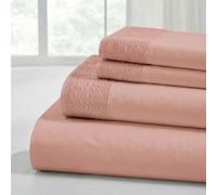 Modern Threads Soft Microfiber Crochet Lace Sheets - Luxurious Microfiber Bed Sheets - Includes Flat Sheet, Fitted Sheet with Deep Pockets, & Pillowcases Rose Full