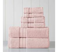 Modern Threads Spun Loft 6-Piece 100% Combed Cotton Set-Bath, Hand Towels, & Washcloths Super Absorbent & Quick Dry-600 GSM-Soft & Plush, 27 in x 54 in, Blush