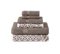 Modern Threads Trefoil Filigree 6-Piece Reversible Yarn Dyed Jacquard Towel Set - Bath Towels, Hand Towels, & Washcloths - Super Absorbent & Quick Dry - 100% Combed Cotton