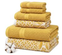 Modern Threads Trefoil Filigree 6-Piece Reversible Yarn Dyed Jacquard Towel Set - Bath Towels, Hand Towels, & Washcloths - Super Absorbent & Quick Dry - 100% Combed Cotton