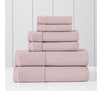 Modern Threads Waffle-Rib 6-Piece Towel Set - Premium Cotton Bath Towels, Ultra-Absorbent & Soft, Elegant Waffle Texture for Bathroom & Spa, Petal