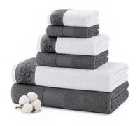 Modern Threads With Filgree Jacquard Border, Charcoal, 13" x 13\
