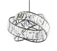 Modern Three Ring Matte Black Pendant Lighting Shade with Transparent Acrylic Rectangular Prisms | 18cm x 28cm | for Bedroom Dining Room Lounge etc by Happy Homewares