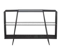 Modern Three Tier Grey Glass Top Console Table with Spacious Storage, Black Console Table For Living Room Premier Housewares Black One Size