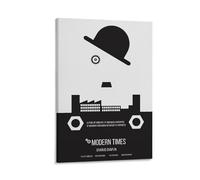 Modern Times Poster Art Print Charlie Chaplin Minimalist Wall Decor Vintage Film Artwork Industrial Design Home Kitchen Decoration Unique Gift 08x12inch(20x30cm) Framed