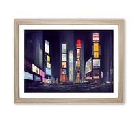 Modern Times Square Art Vol.4 Framed Print | A2 Oak Framed Wall Art | Ready to Hang | Modern Nature Picture | Living Room Bedroom Lounge Office