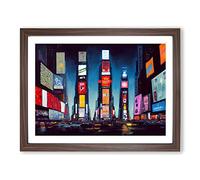 Modern Times Square Art Vol.5 Framed Print | A4 Walnut Framed Wall Art | Ready to Hang | Modern Nature Picture | Living Room Bedroom Lounge Office
