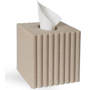Modern Tissue Box Cover Square, Resin Stone Tissue Box Covers Holder, Decorative Marble Style Tissue Box Cover for Bathroom Kitchen Bedroom Living Room Office (Beige)