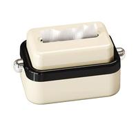 Modern Tissue Box - Cream & Black Tissue Holder With Automatic Sinking Mechanism & Wide Paper Dispensing Opening Wall-Mountable Or Countertop Use Durable Plastic Design With Metal Accents