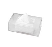 Modern Tissue Box Holder Light Luxury Decorative Resin Dispenser for Napkins & Facial Tissues Rectangular Design Small Size Perfect for Desktop Gray (L White)