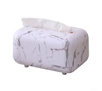 Modern Tissue Box with Premium ABS Build and Marble-Like for Dirt Resistant Use in Homes Offices and Guest Rooms with Minimalist Aesthetic (White marble pattern)