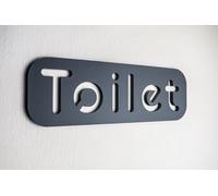 Modern Toilet Door Sign - Premium Stone Texture Acrylic (15cm x 5cm), Home & Business, By NOIR.DESIGN®, Self-Adhesive, Durable, Waterproof - Black, White, Grey, Beige (Grey, 15 x 5cm)