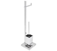 Modern Toilet Paper and Brush Stand Freestanding Holder Steel Silver Ulapes
