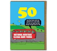 Modern Toss Official Funny 50th Birthday Card - ‘Illegal Rave Tours’ - Cheeky Age 50 Birthday Card - Hilarious Birthday Humour Cards - For Him Her Friends