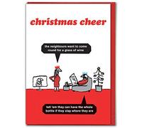 Modern Toss Official Funny Christmas For Cards Husband Wife -'Christmas Cheer Bottle Of Wine' - Xmas Cards For Men Women Mum Dad - Sold By Brainbox Candy