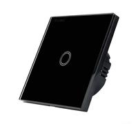Modern Touch Light Switch 1-Gang 1-Way LED Compatible Glass Panel Control Switch for Home Office 110-240V AC 50/60Hz(black)