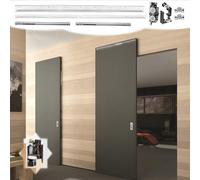 Modern Trackless Sliding Ghost Door Track Kit, Concealed By-Passing Doors Tracks & Wheel Set, Heavy Duty Soft Close Pocket Door Hardware(175cm/69in)