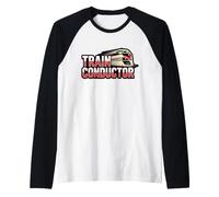 Modern Train Conductor High Speed Rail Design Raglan Baseball Tee