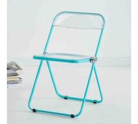 Modern Transparent Acrylic Folding Chair - Stackable Dining & Accent Chair for Home Living Room Patio - Versatile Lake Blue Design for Indoor/Outdoor Use