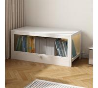 Modern Transparent Curio Cabinet with Flip-Up Door - 3-Sided Display Case for Living Room, Bedroom, Home Office, Stylish Storage Unit, Decorative Showcase.