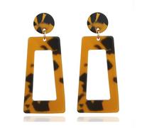 Modern Trapezoid Earrings Long Geometric Pendant Colorful Acetate Texture for Matching a Fashion Look Trapezoid