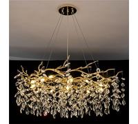 Modern Tree Branch Crystal Chandelier Luxury Gold Raindrop Pendant Lighting Contemporary Round Chandeliers for Dining Room Kitchen Bedroom Living Room,Dia80cm