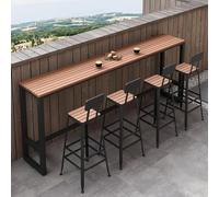 Modern Trestle Table Rectangular Outdoor Bar Table,Outdoor Bar Height Dining Table,Wooden Balcony Bar Table,Farmhouse Pub Height Table Patio Table Wood Counter Height Ta(Size:160x40x105cm,Color:black)