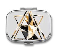 Modern Triangle Pill Box 2 Compartments Portable Travel Pill Case Mini Medicine Organizer for Pocket Purse Metal Waterproof Medicine Container Holder Vitamin Fish Oil