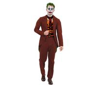 Modern Trickster Clown Burgundy Suit Fancy Dress Costume Adult Mens Extra Large