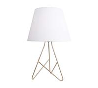 Modern Tripod Table Lamp or Bedroom Bedside Light, Gold Base with White Fabric Shade, Height 42 cm, LED Compatible