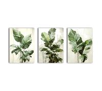 Modern Tropical Plants 3 Panel Canvas Wall Art. simpa Multi One Size