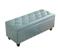 Modern Tufted Storage Bench - Rectangular Lift Top Faux Leather Ottoman Stylish Entryway Shoe Rack & Living Room Foot Rest Light Green 100x45x40cm (39x18x16in)