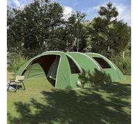 Modern Tunnel Tent, Green and White, 700x590x215 cm, Durable 185T Polyester PU Coated, Waterproof Camping Shelter with Porch, E-Port, & Storage for Outdoor Family Adventures