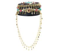Modern Turquoises Caps Rhinestones And Elegant Gold Tassels Photo Props Highlight And Golden Tassels Eye Catching Headpiece