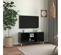 vidaXL TV Cabinet with Solid Wood Legs Black 103.5x35x50 cm