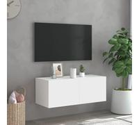 vidaXL TV Wall Cabinet with LED Lights White 80x35x31 cm