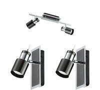 Twin Ceiling Spot Light & 2x Matching Wall Lights Black Nickel Chrome Shade Head